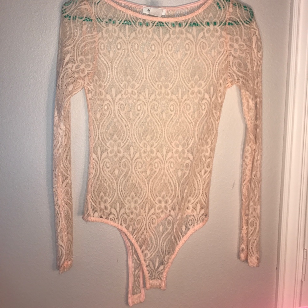See-through pink bodysuit